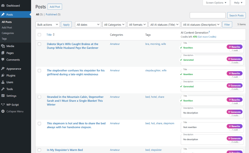 WPS AI Content Generator dans WordPress